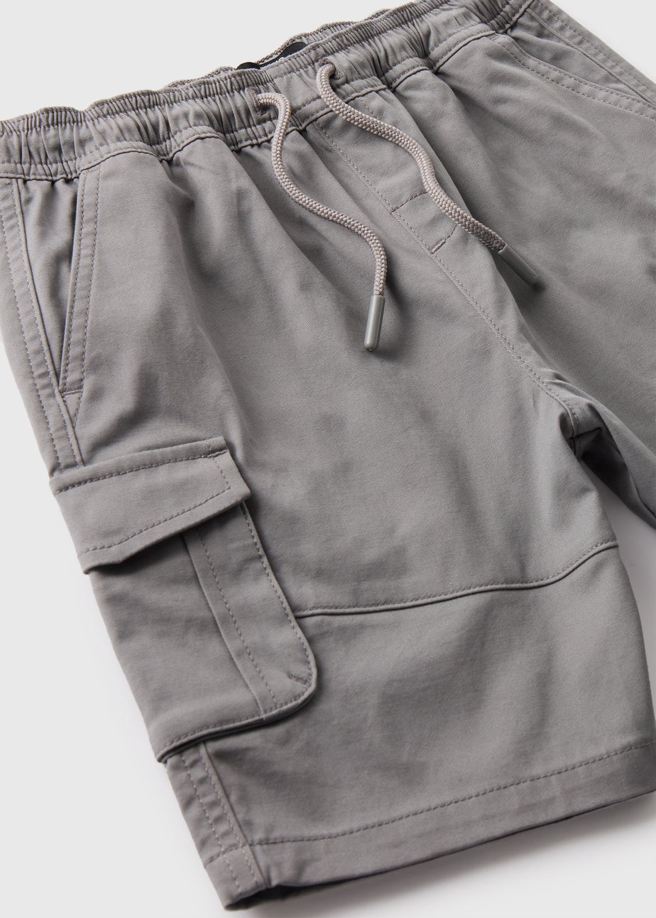 Boys Grey Twill Cargo Shorts (7-13yrs)