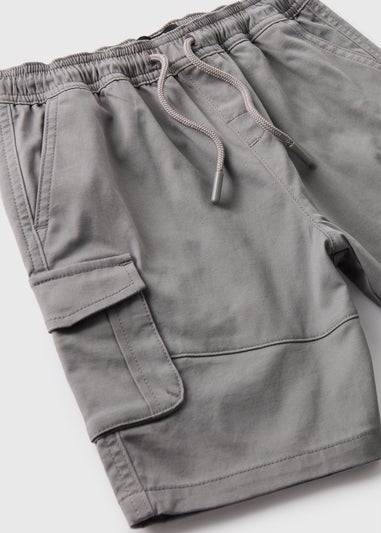 Boys Grey Twill Cargo Shorts (7-13yrs)