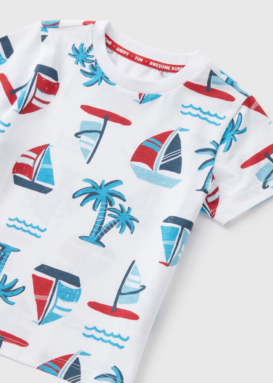 Boys White Boat Print T-Shirt (1-7yrs)