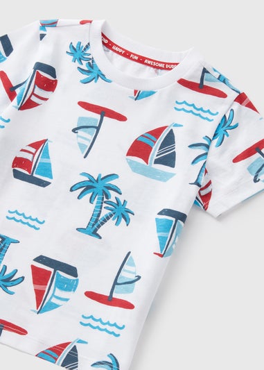 Boys White Boat Print T-Shirt (1-7yrs)