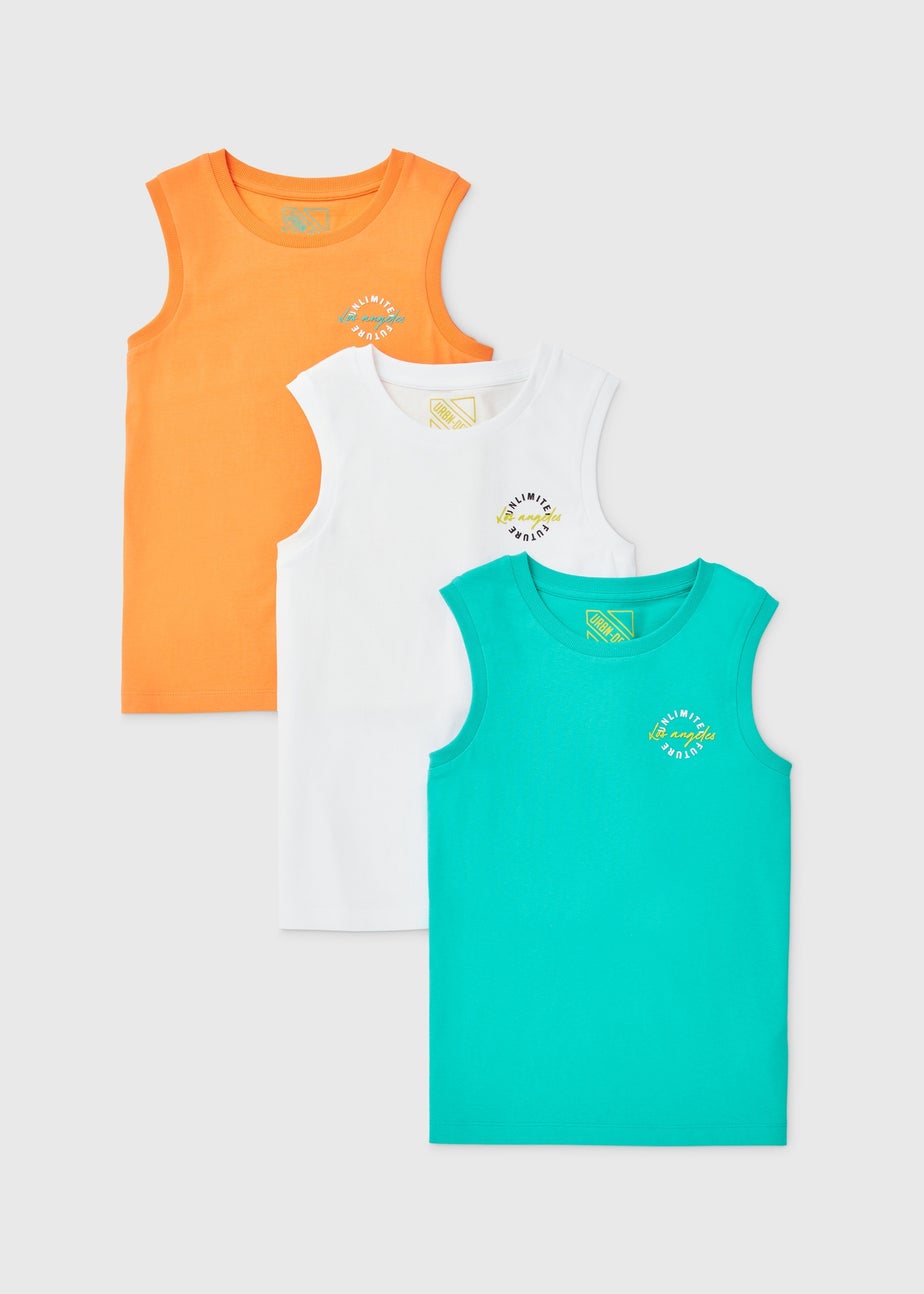 Boys 3 Pack Multicolour Vests (7-13yrs)