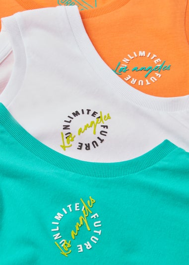 Boys 3 Pack Multicolour Vests (7-13yrs)