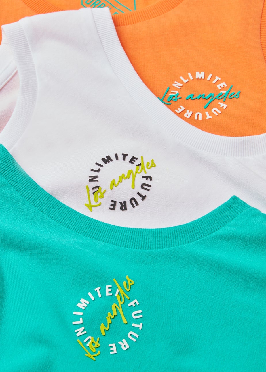 Boys 3 Pack Multicolour Vests (7-13yrs)