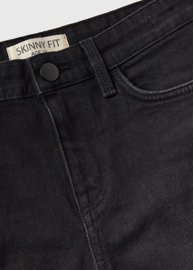 Boys Black Skinny Fit Denim Shorts (7-13yrs)