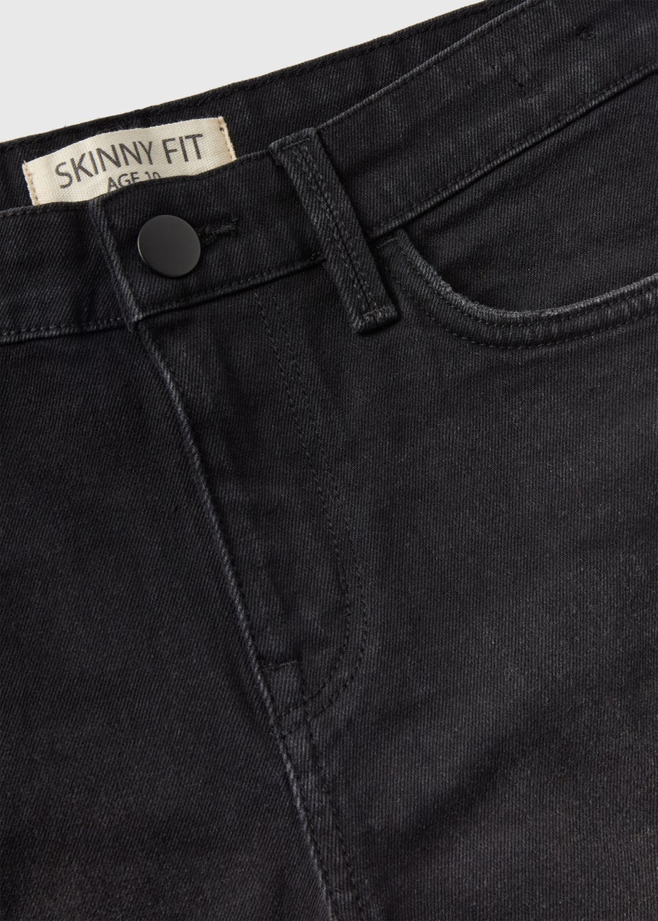 Boys Black Skinny Fit Denim Shorts (7-13yrs)