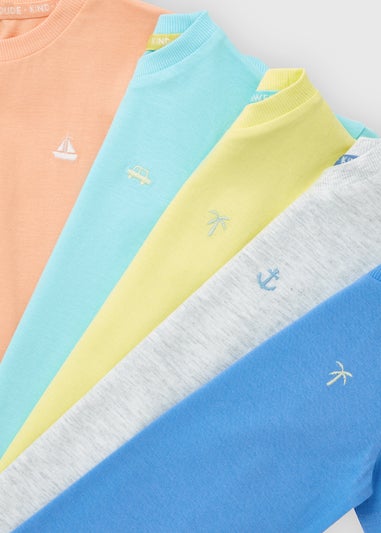 Boys 5 Pack Multicolour Summer T-Shirts (1-7yrs)