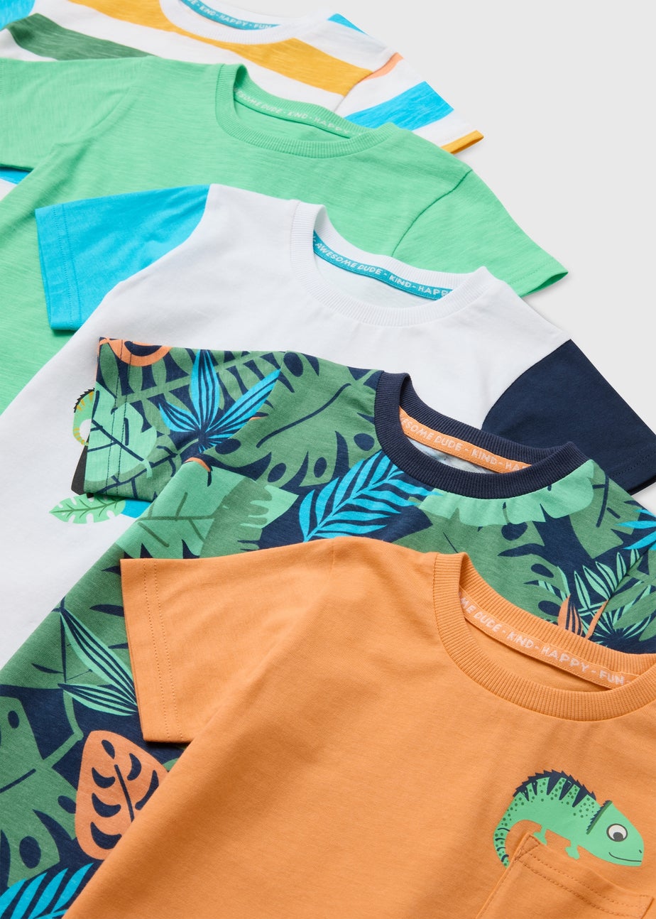 Boys 5 Pack Jungle Print T-Shirts (1-7yrs)