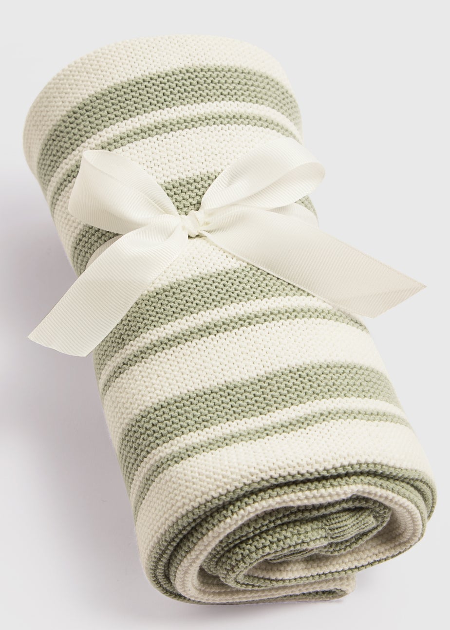Baby Green Stripe Knitted Blanket