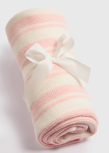 Baby Pink & Cream Knitted Blanket