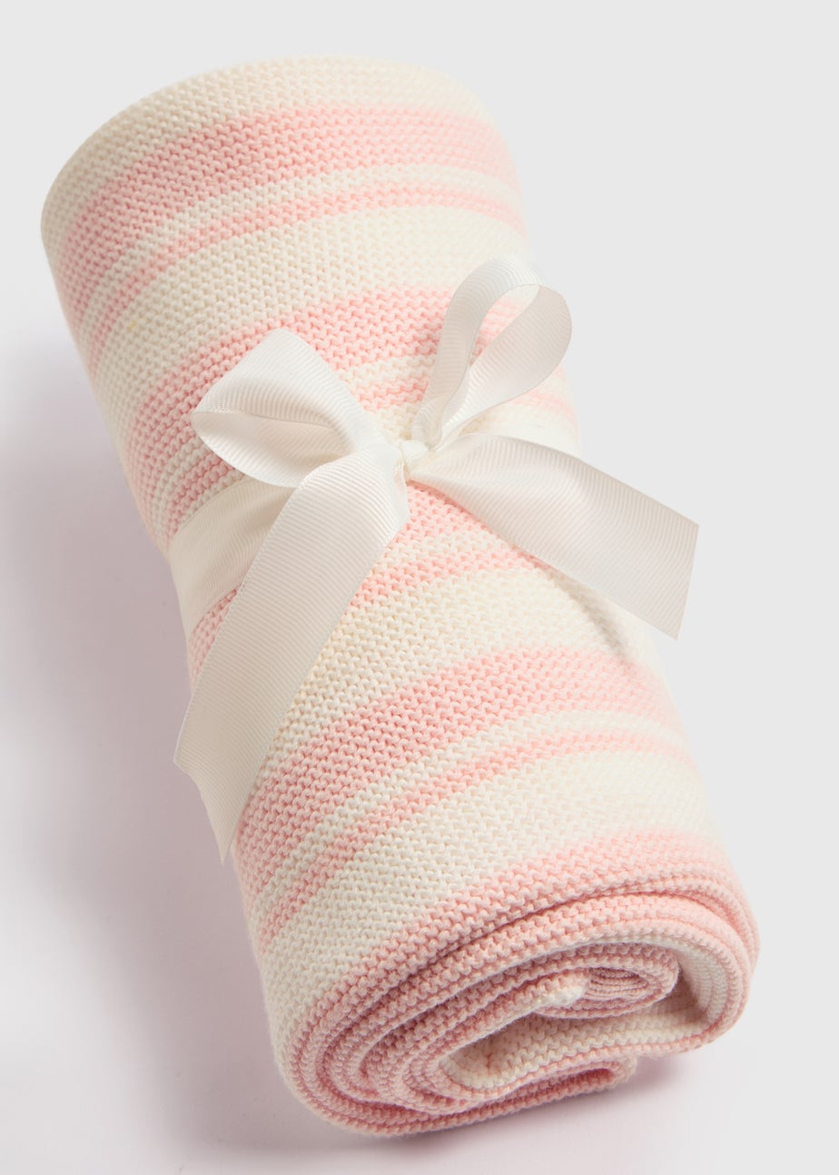 Baby Pink & Cream Knitted Blanket
