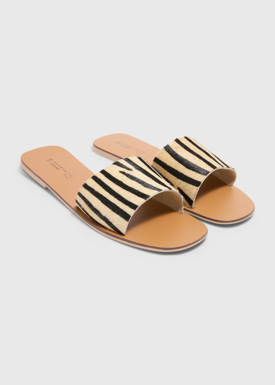 Beige Zebra Skin Mules