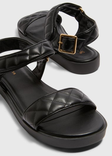 Black Rip Tape Quilt Sandals