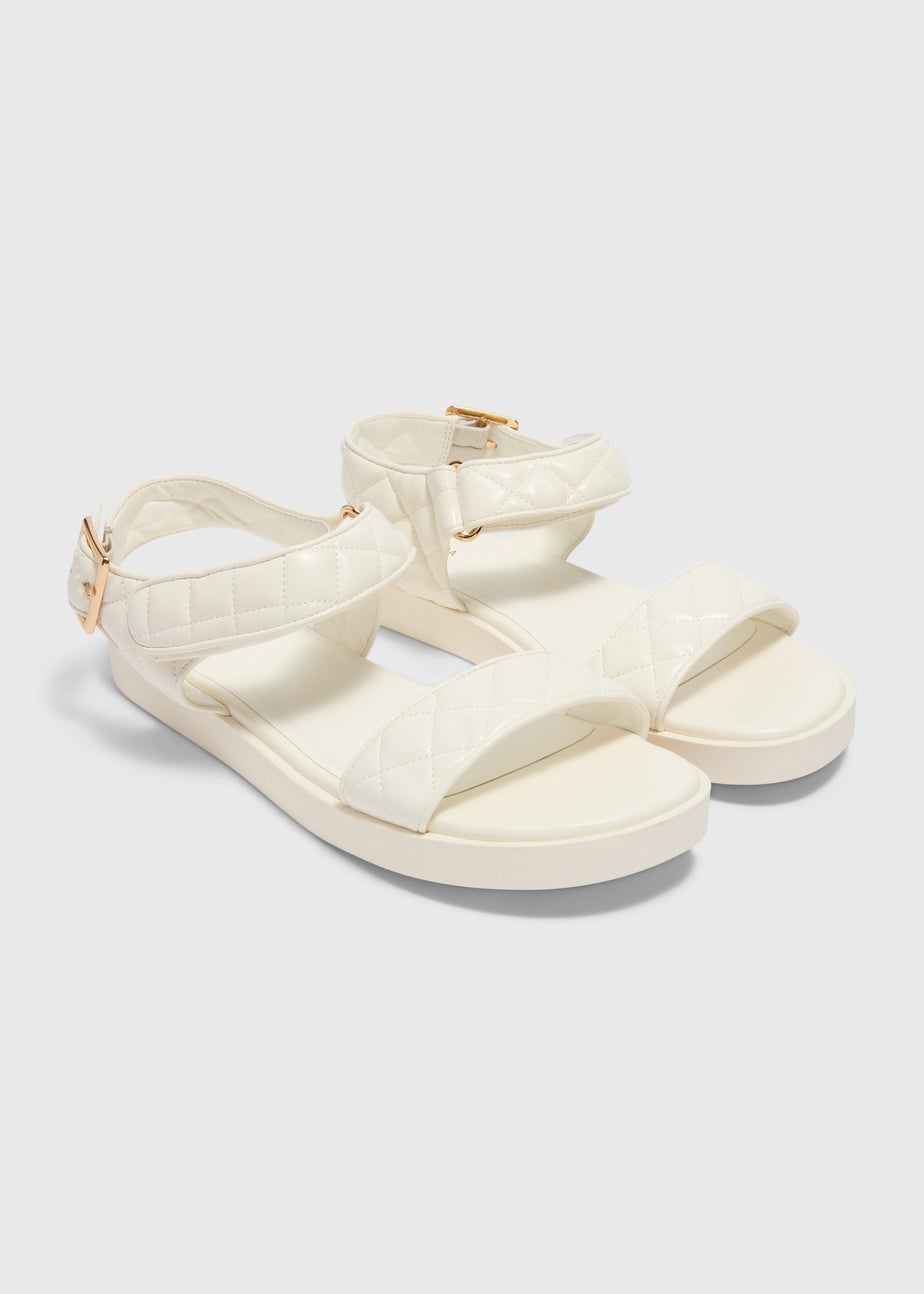 Stone Quilted Rip Tape Sandals