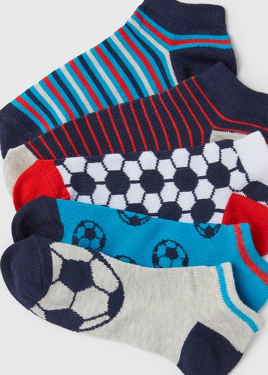 Boys 5 Pack Multicolour Football Trainer Socks (Younger 6-Older 5.5)