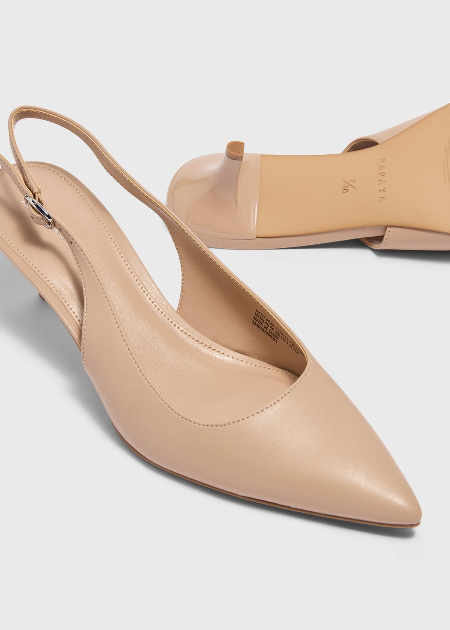 Nude Slingback Low Kitten Heel