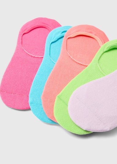 Girls 5 Pack Multicolour Neon Invisible Socks (Younger 6-Older 5.5 )