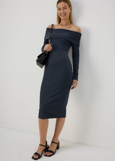 Off-The-Shoulder Grey Dress