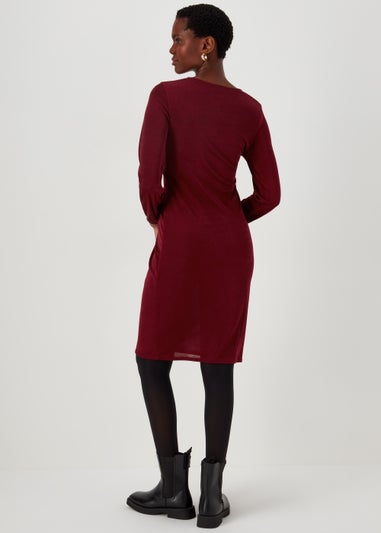 Burgundy Front Knot Dress