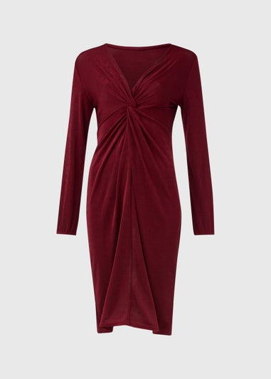 Burgundy Front Knot Dress