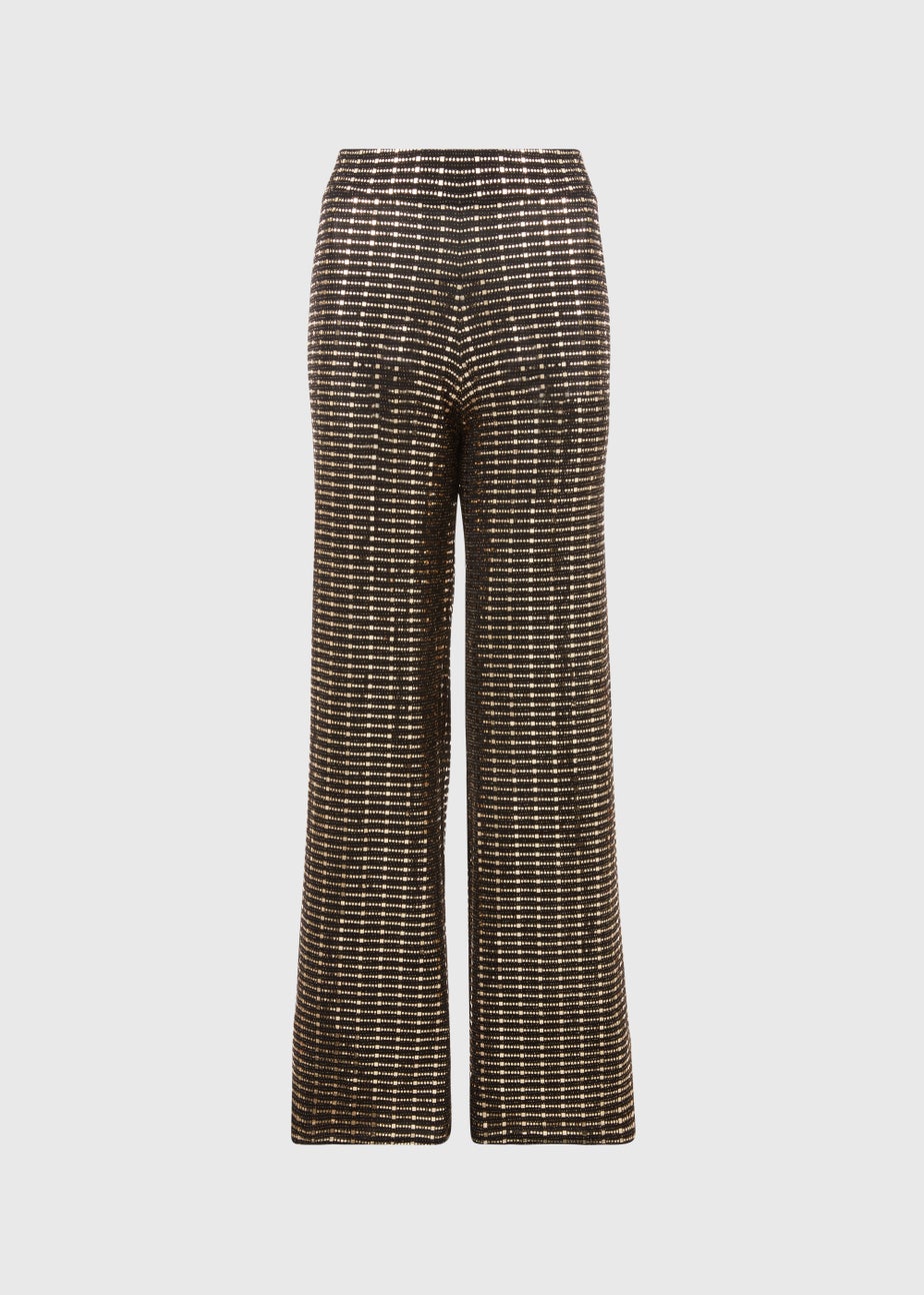 Et Vous Black & Gold Sequin Trousers