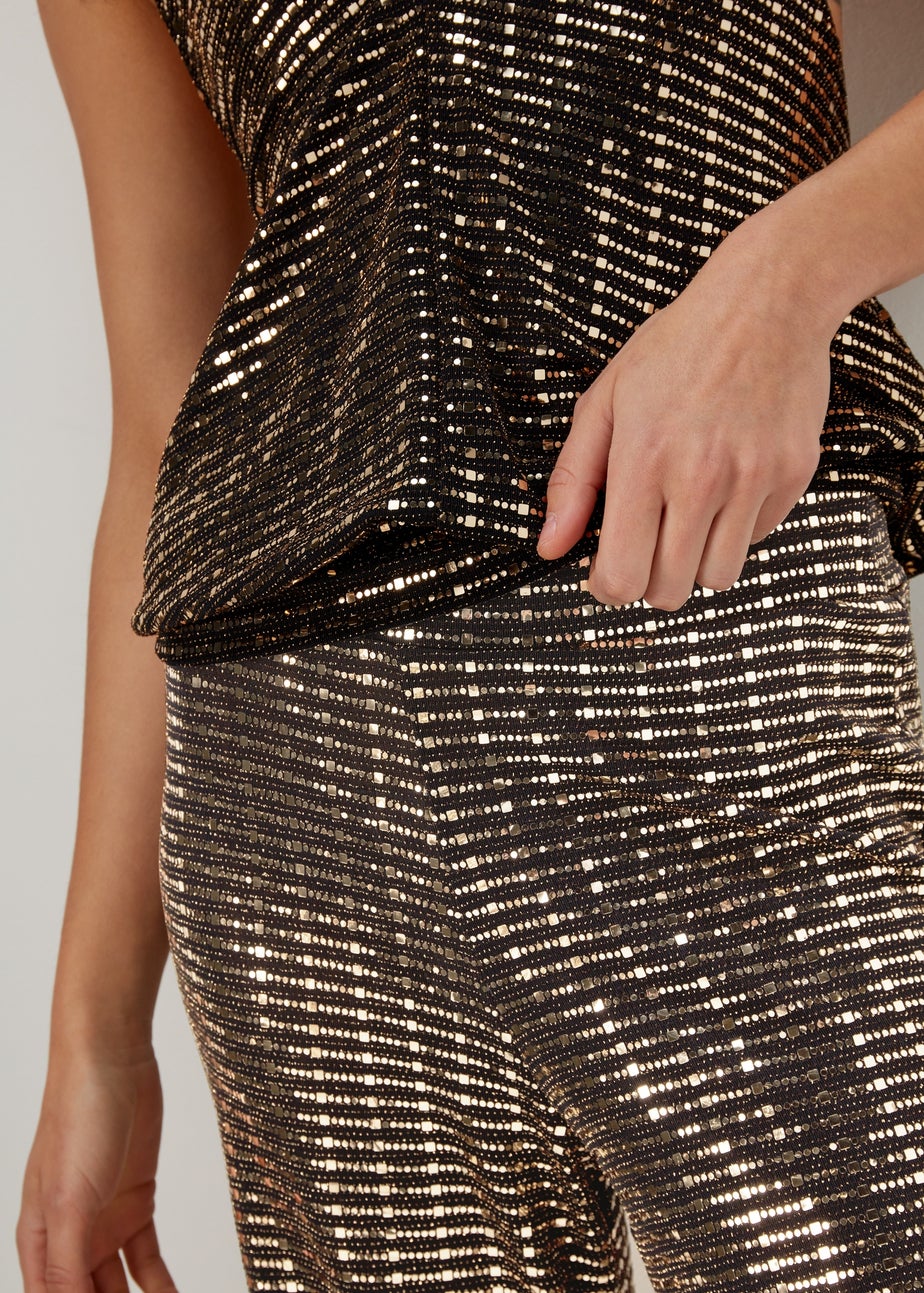 Et Vous Black & Gold Sequin Trousers