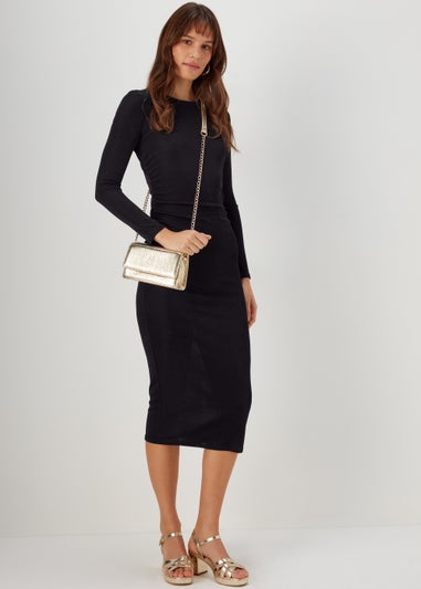 Black Ruched Side Dress