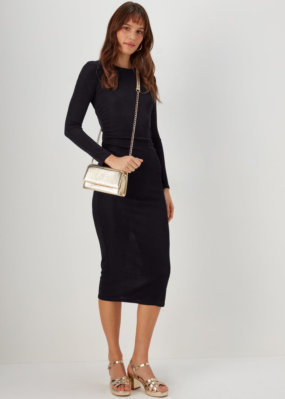 Black Ruched Side Dress