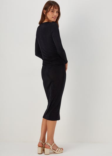 Black Ruched Side Dress