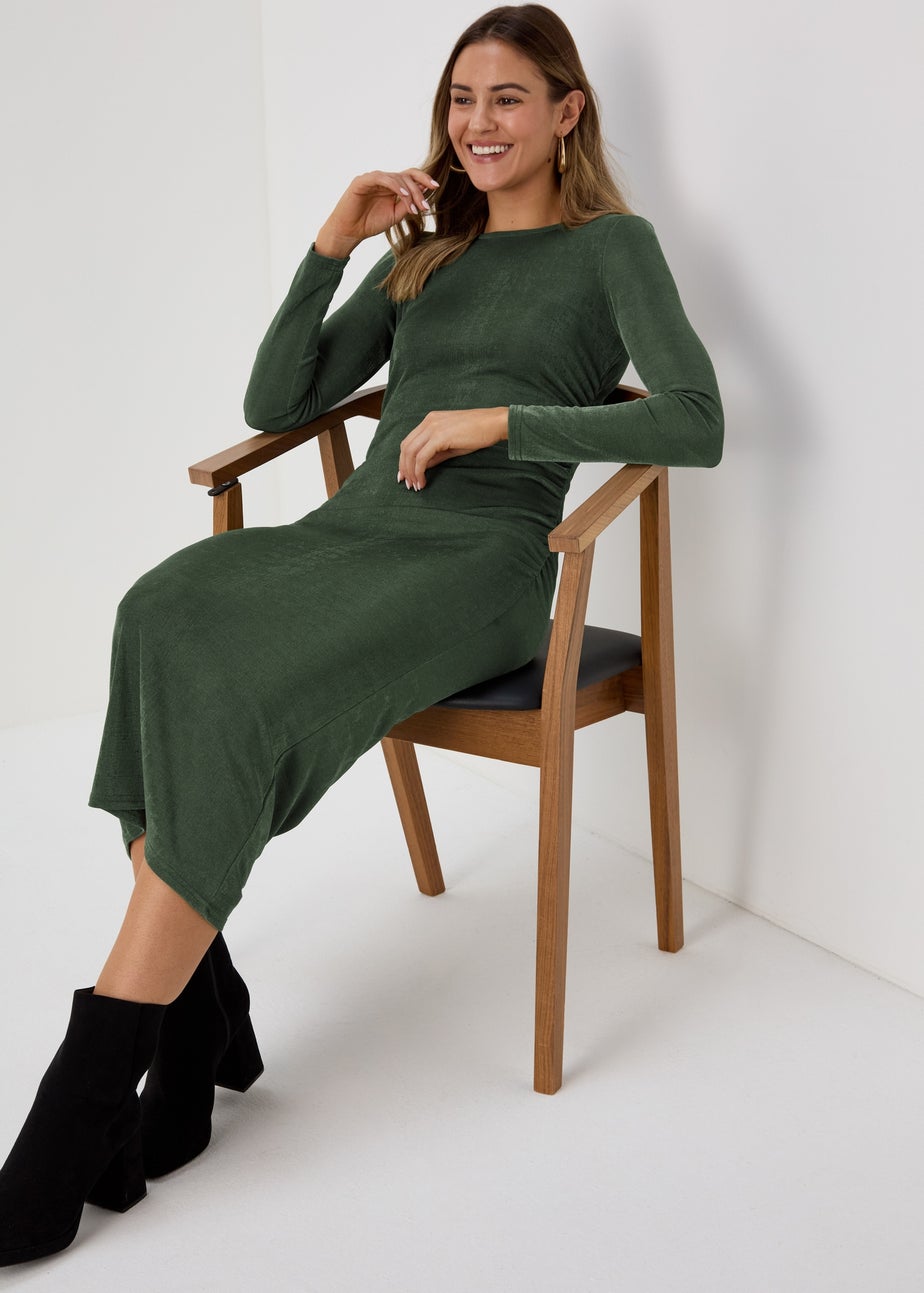 Green Ruched Side Dress