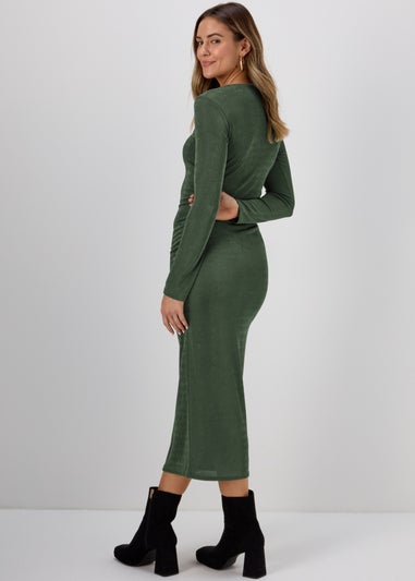 Green Ruched Side Dress