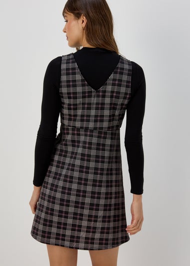 Black & Check Pinafore Dress