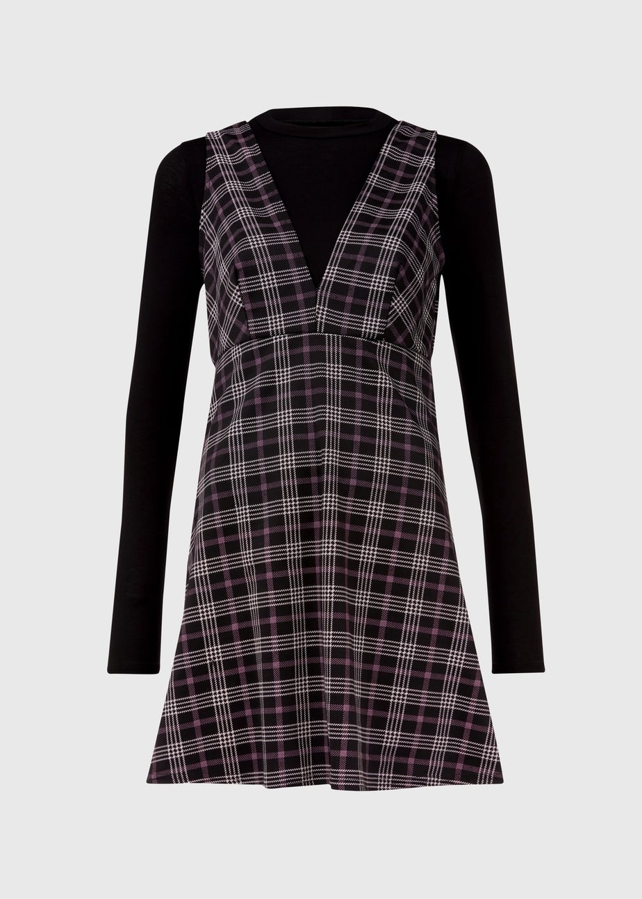 Black & Check Pinafore Dress