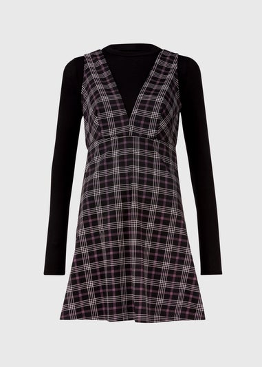 Black & Check Pinafore Dress