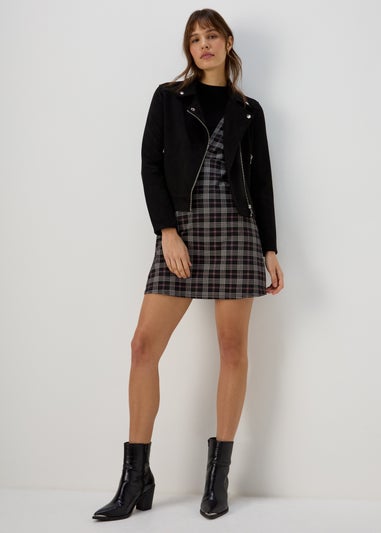 Black & Check Pinafore Dress