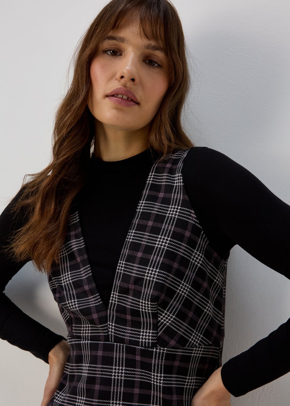Black & Check Pinafore Dress