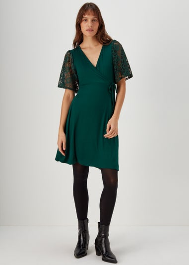 Green Lace Sleeve Dress