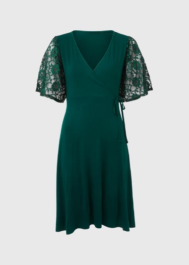 Green Lace Sleeve Dress
