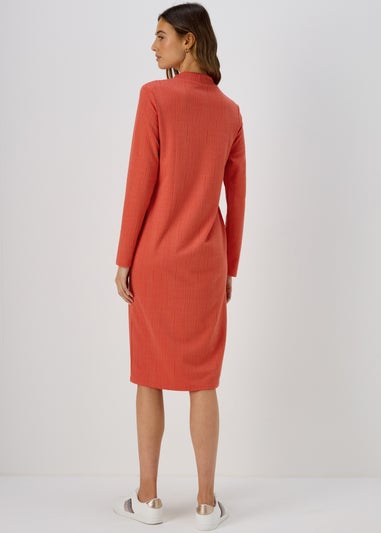 Orange High Neck Midi Dress