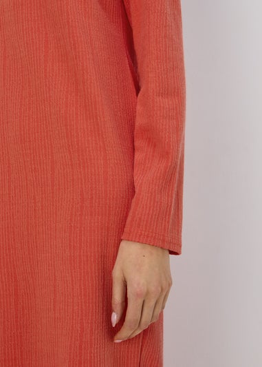 Orange High Neck Midi Dress