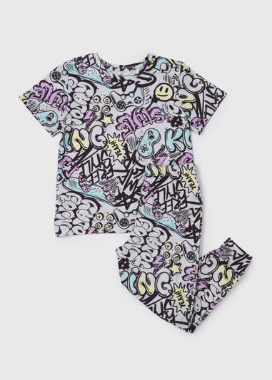 Boys Grey Graffiti Pyjama Set (4-13yrs)