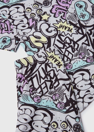 Boys Grey Graffiti Pyjama Set (4-13yrs)