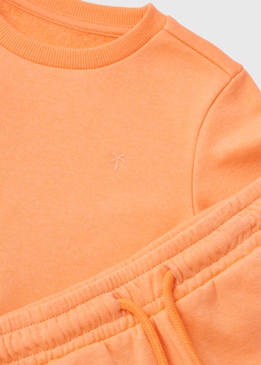Boys Orange Sweatshirt & Shorts Set (1-7yrs)