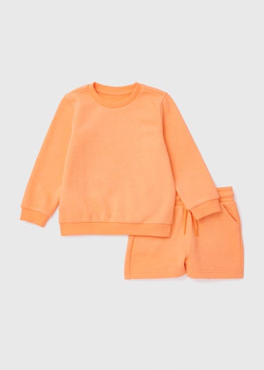 Boys Orange Sweatshirt & Shorts Set (1-7yrs)