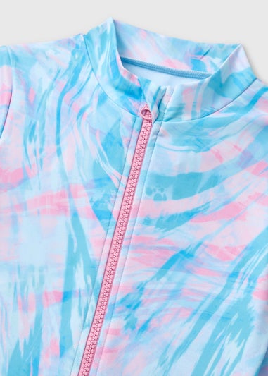 Girls Multicolour Palm Tree Zip Swimsuit (6-13yrs)