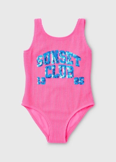 Girls Blue & Purple Sunset Club Crinkle Swimsuit (6-14yrs)