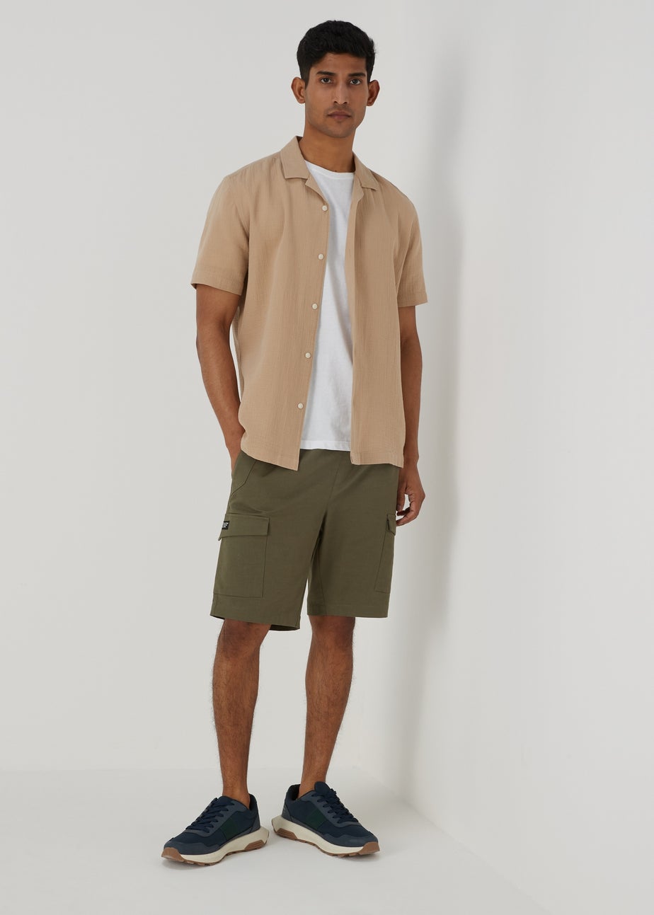 Khaki Technical Drawcord Cargo Shorts