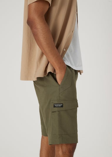 Khaki Technical Drawcord Cargo Shorts