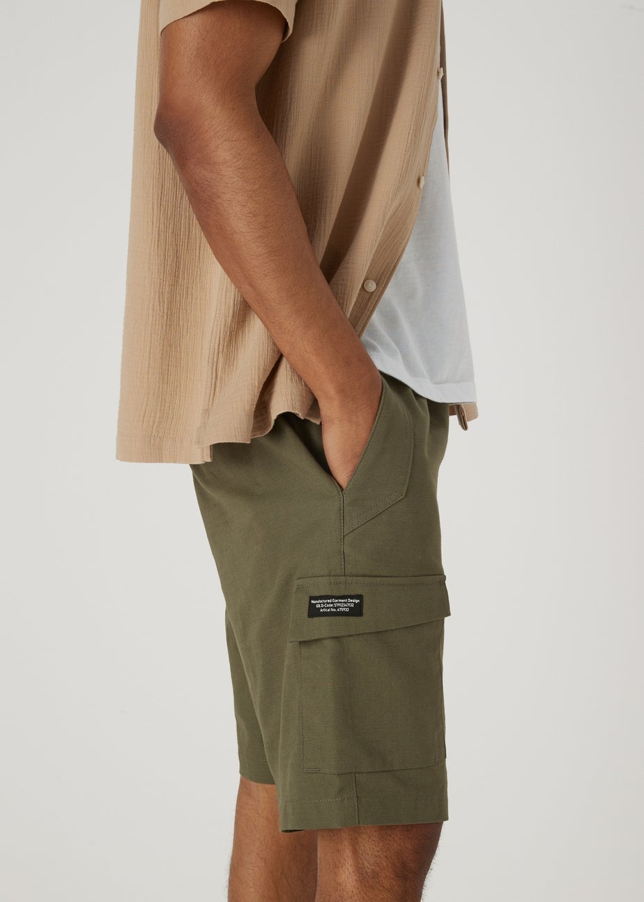 Khaki Technical Drawcord Cargo Shorts
