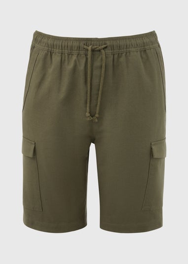 Khaki Technical Drawcord Cargo Shorts