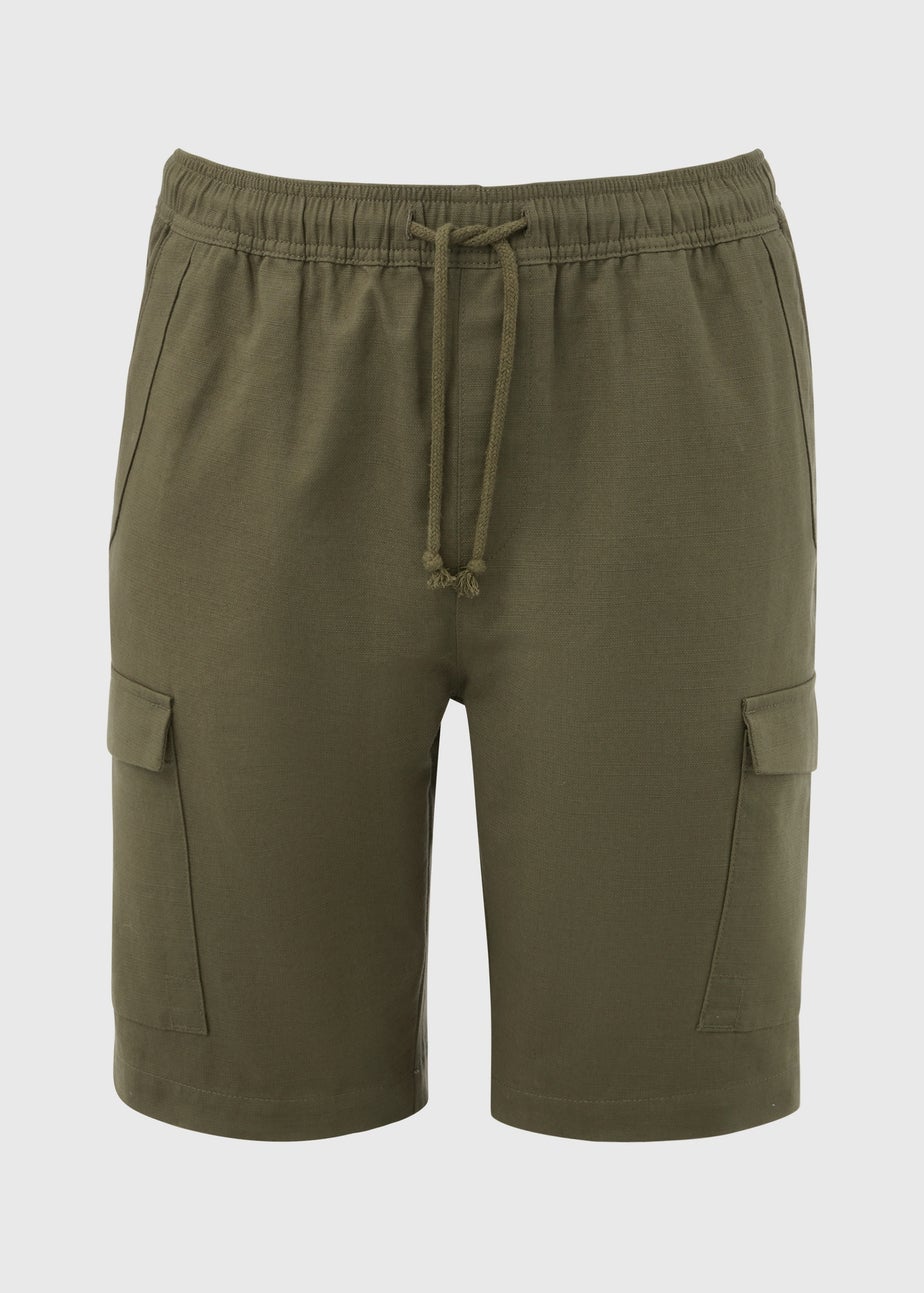 Khaki Technical Drawcord Cargo Shorts